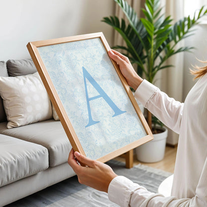 Blue Floral Initial Letter A Art