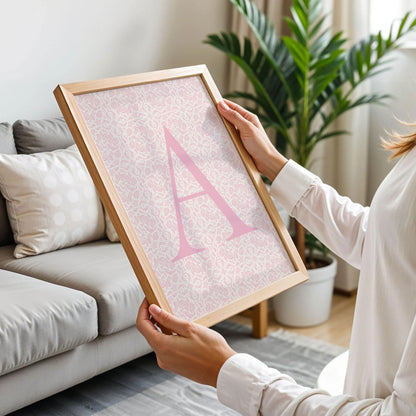 Pink Floral Initial Letter A Art