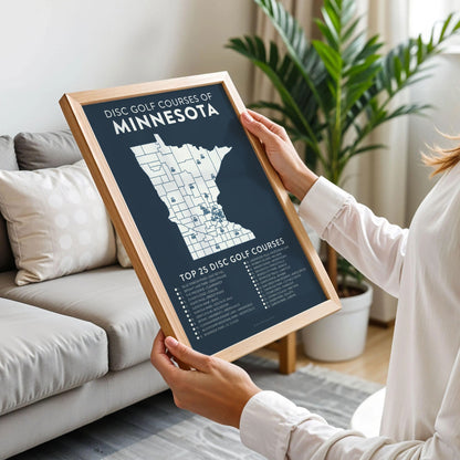 Minnesota Disc Golf Checklist Map Poster