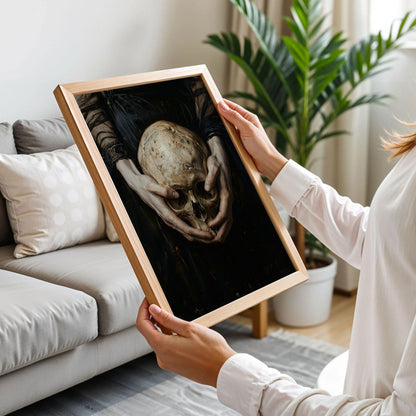 Victorian Hands Holding Skull Poster