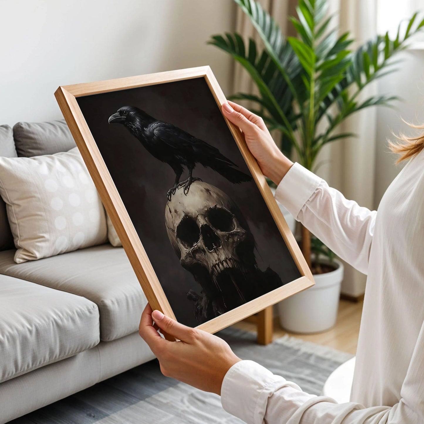 Vintage Raven Skull Art Print