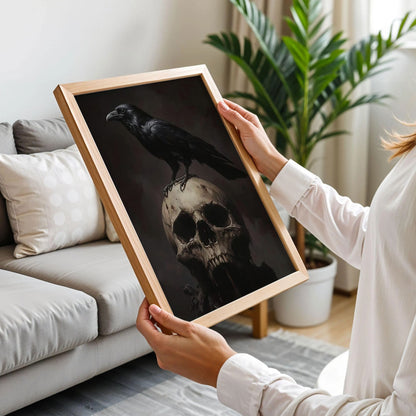 Vintage Raven Skull Art Print