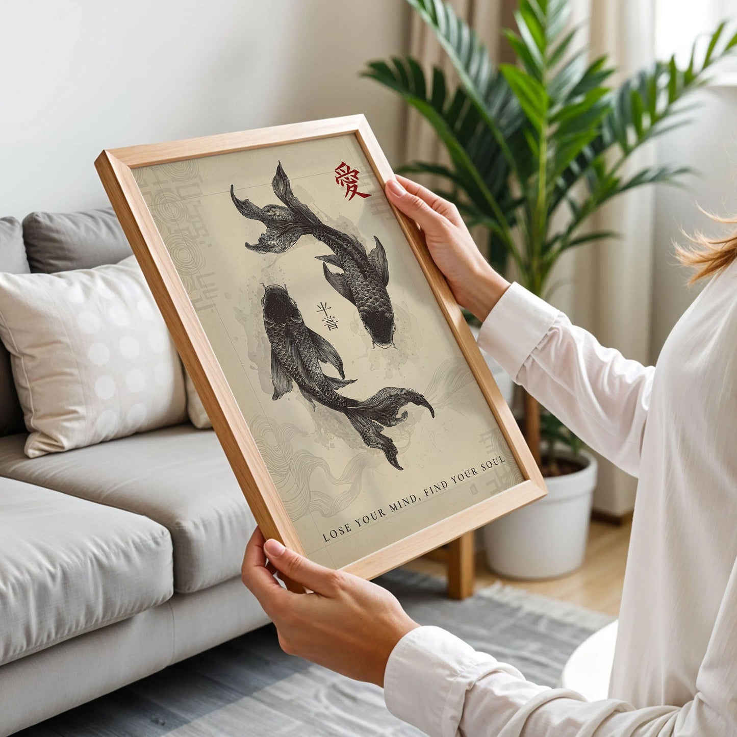 Black Koi Fish Japanese Poster