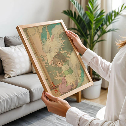 Chihiro Ogino and Haku from Spirited Away Poster