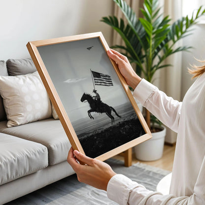 Black and White USA Flag Cowboy Wall Art