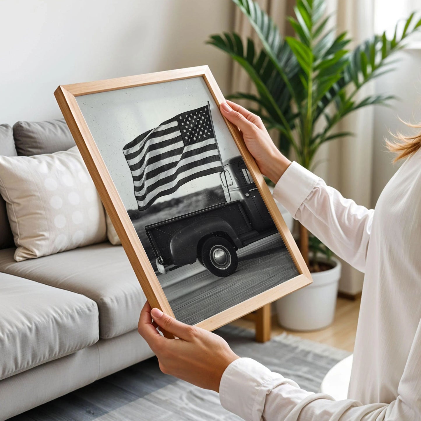 Vintage Truck with American Flag Wall Art