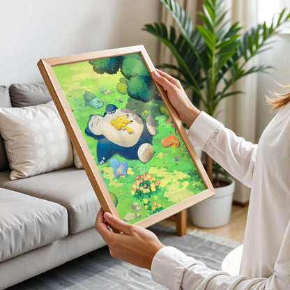 Snorlax, Pikachu Sleep Wall Art