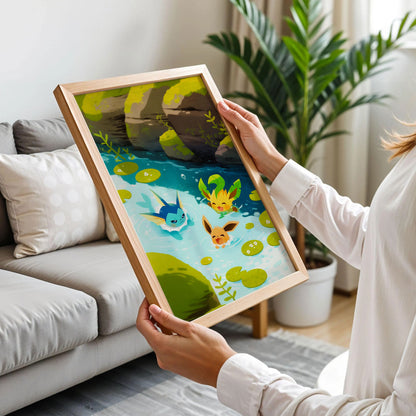 Eevee, Vaporeon, and Leafeon Poster