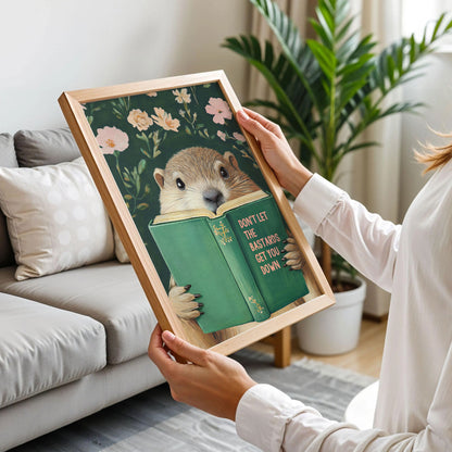 Groundhog Reading Motivational Book Art Print