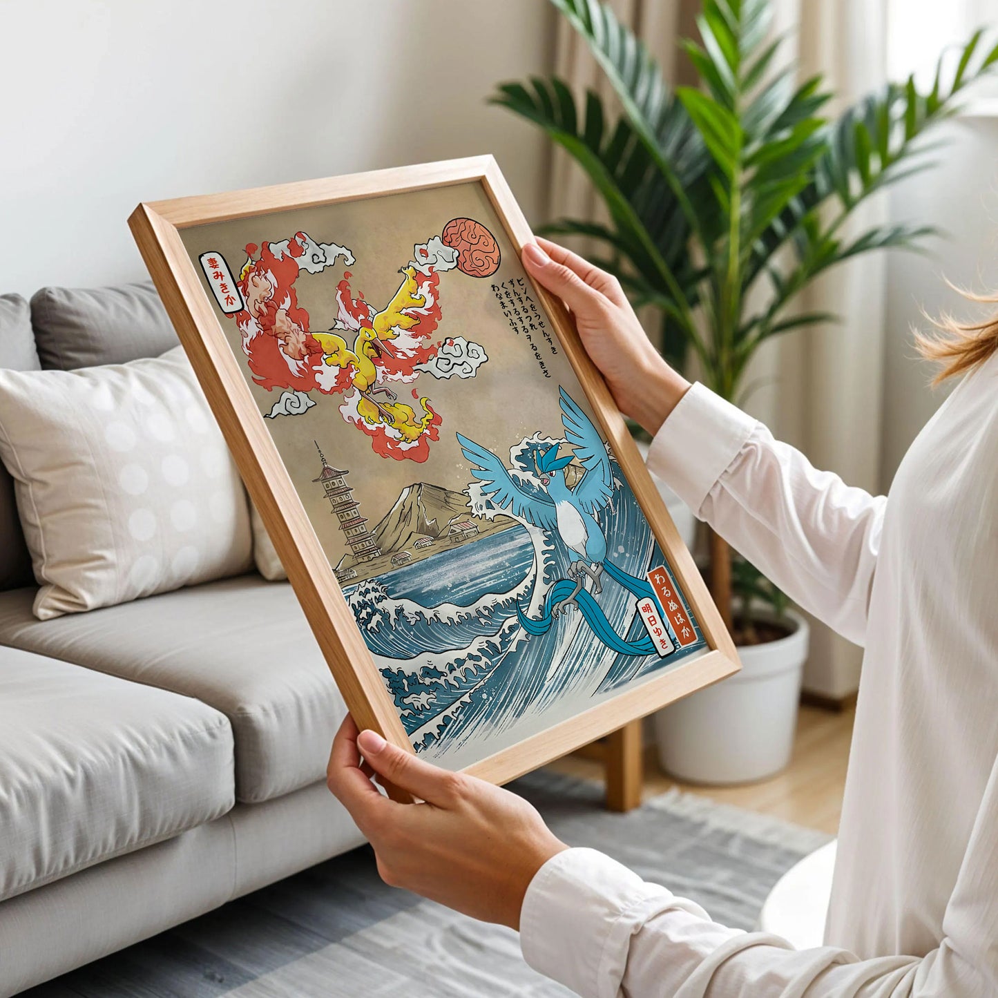 Ho-Oh vs Lugia ukiyo-e Style Pokémon Poster