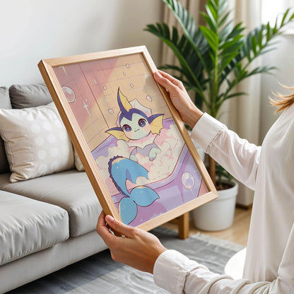 Vaporeon Bubble Bath Art Print