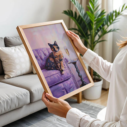 Tortoiseshell Cat with Champagne Art Print