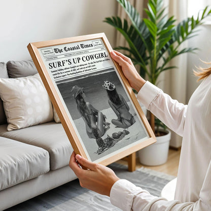 Surf's Up Cowgirl Newspaper Print