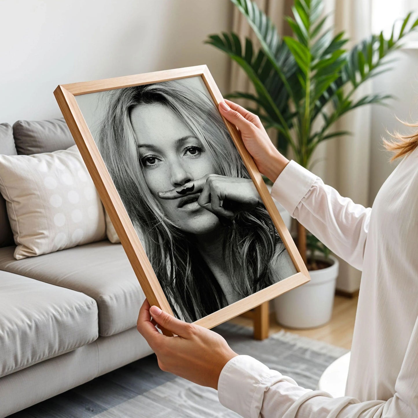 Kate Moss Moustache Art Print
