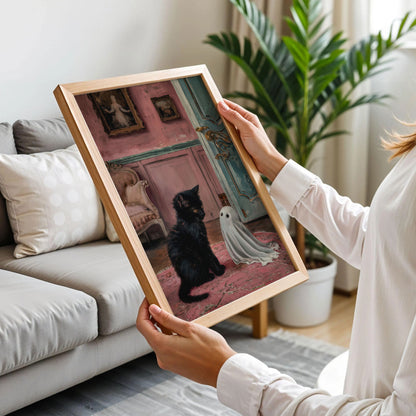 Cute Ghost and Kitten Poster