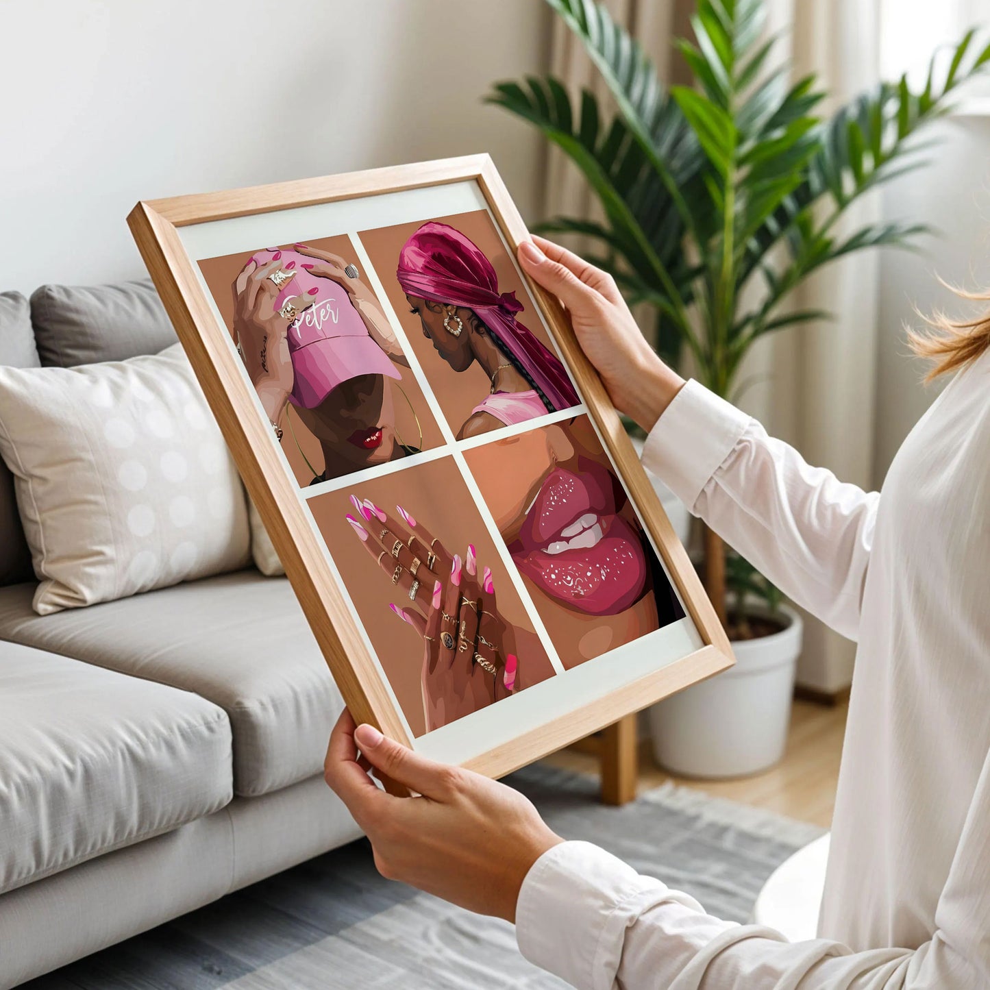 Black Girl Pink Bedroom Art Posters
