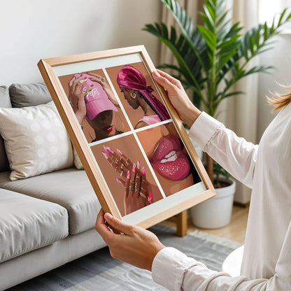 Black Girl Pink Bedroom Art Posters