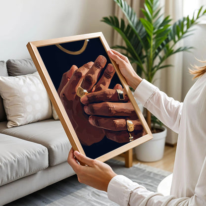 Gold Rings Black Art Print