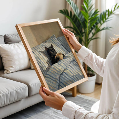 Black Cat With Coffee Poster