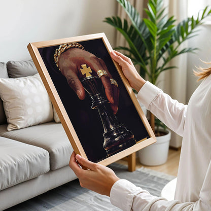 Chess King Black Art Poster