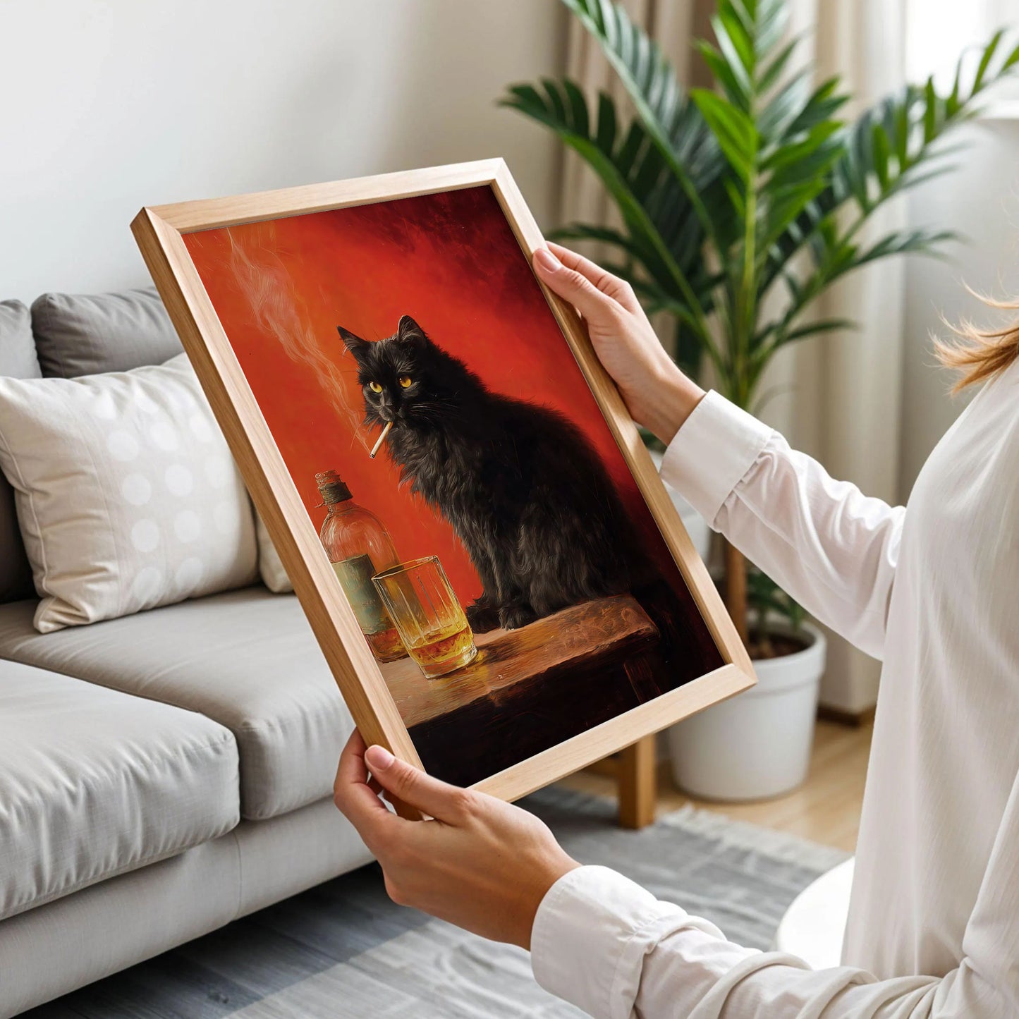 Black Cat Smoking a Cigarette Poster