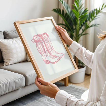 Pink Coquette Cowgirl Boots Print