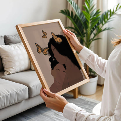 Black Mother and Daughter Wall Art