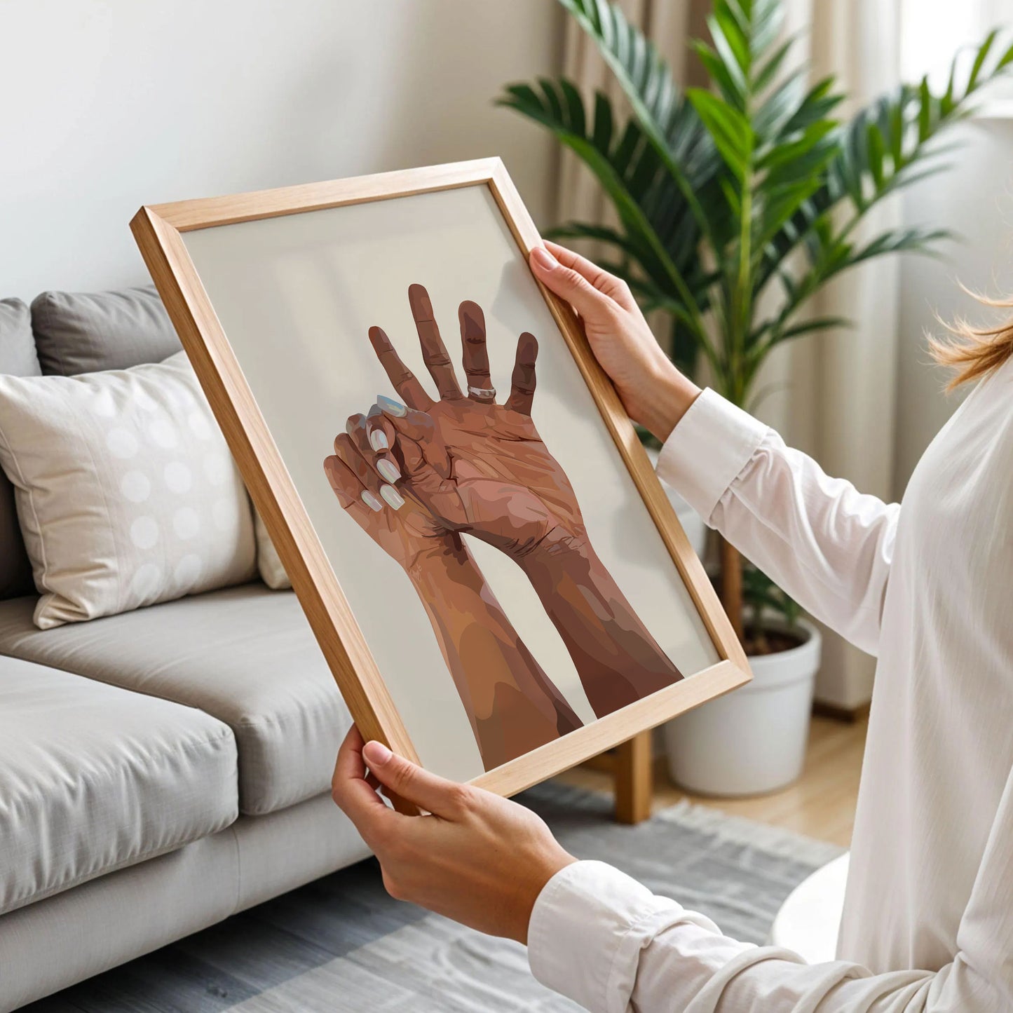 Black Couple Holding Hands Wall Art