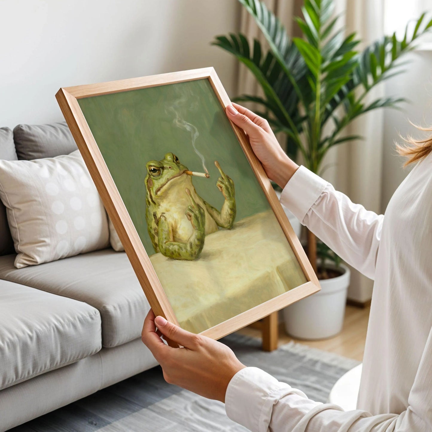 Frog Smoking a Cigarette Vintage Poster