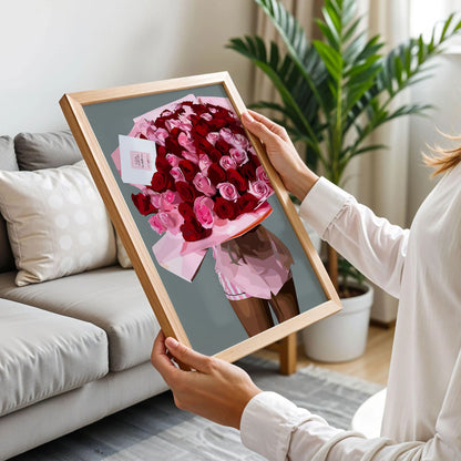 Black Woman Roses Bouquet Art Print