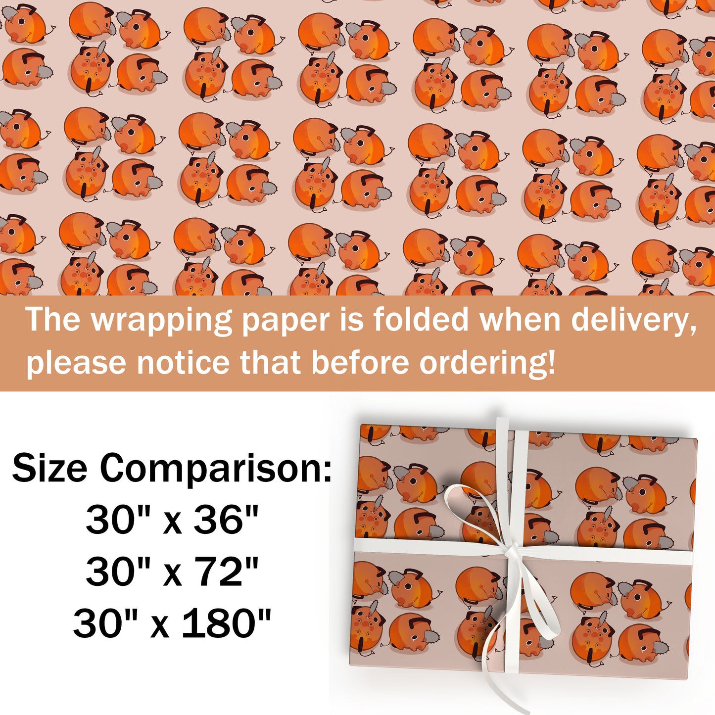 Funny Pochita Christmas Wrapping Paper