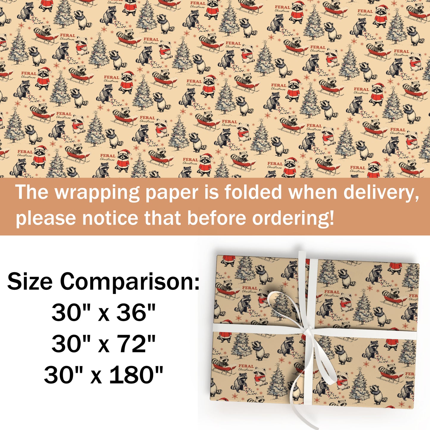 Raccoon Feral Christmas Wrapping Paper