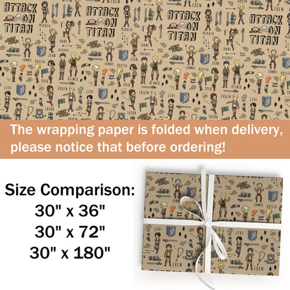 Attack on Titan Xmas Gift Wrap with Holiday
