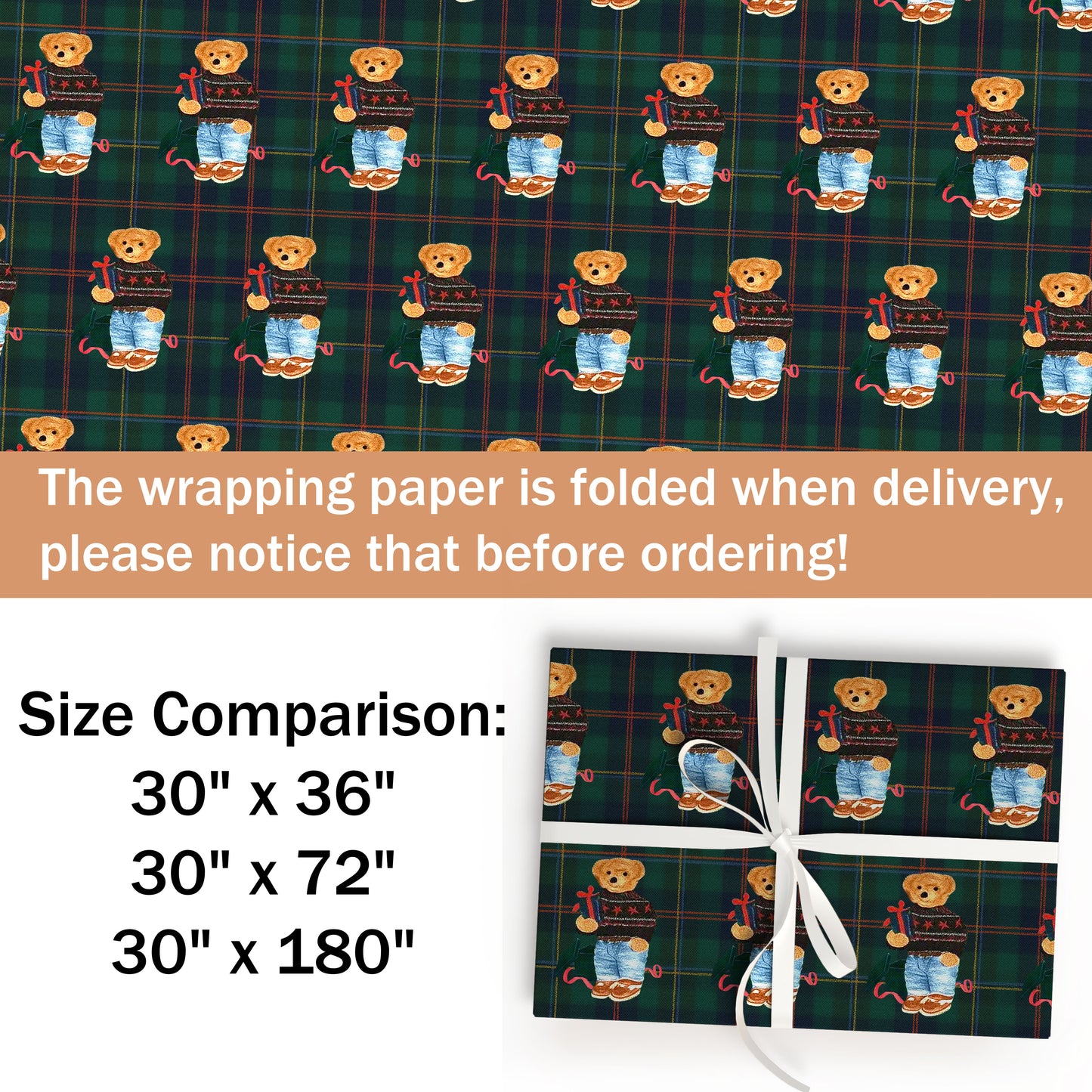 Bear Xmas Wrapping Paper Christmas Gift
