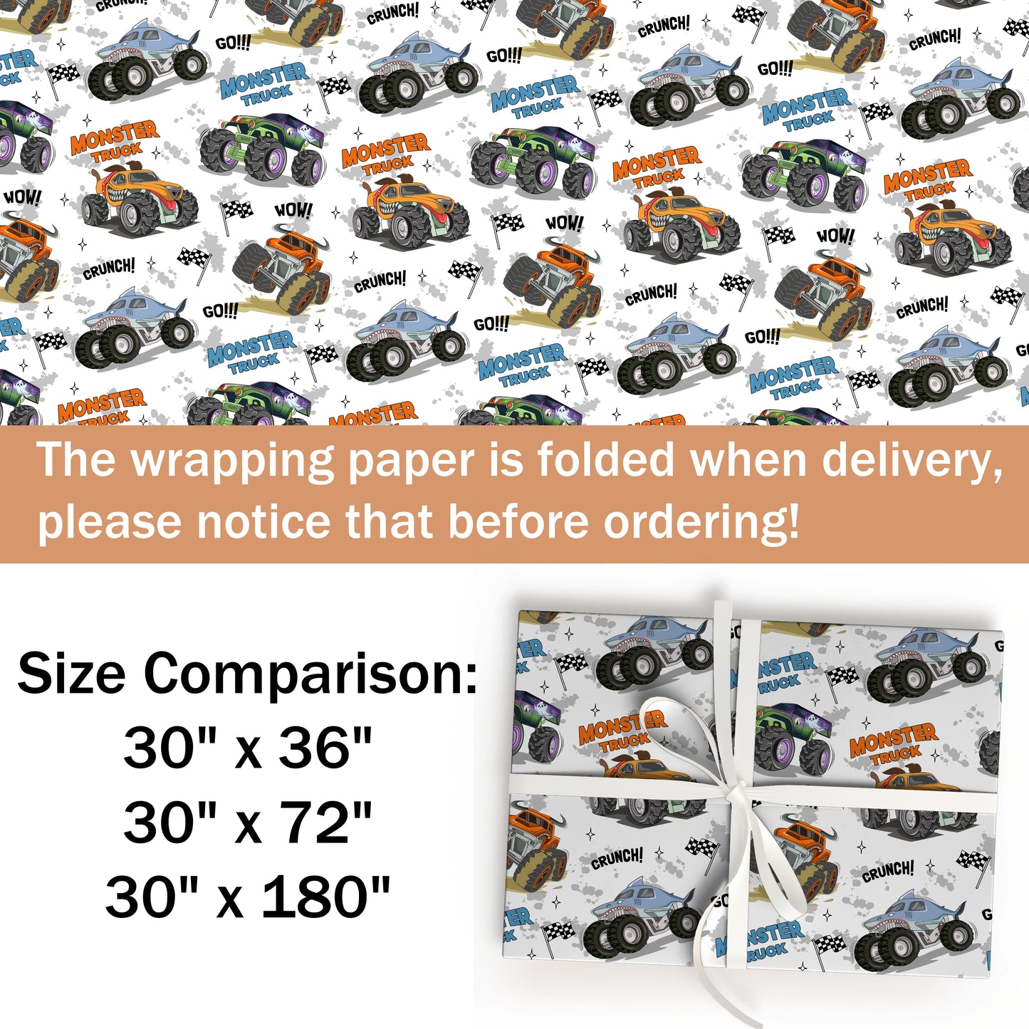 Monster Truck Wrapping Paper Birthday Gift