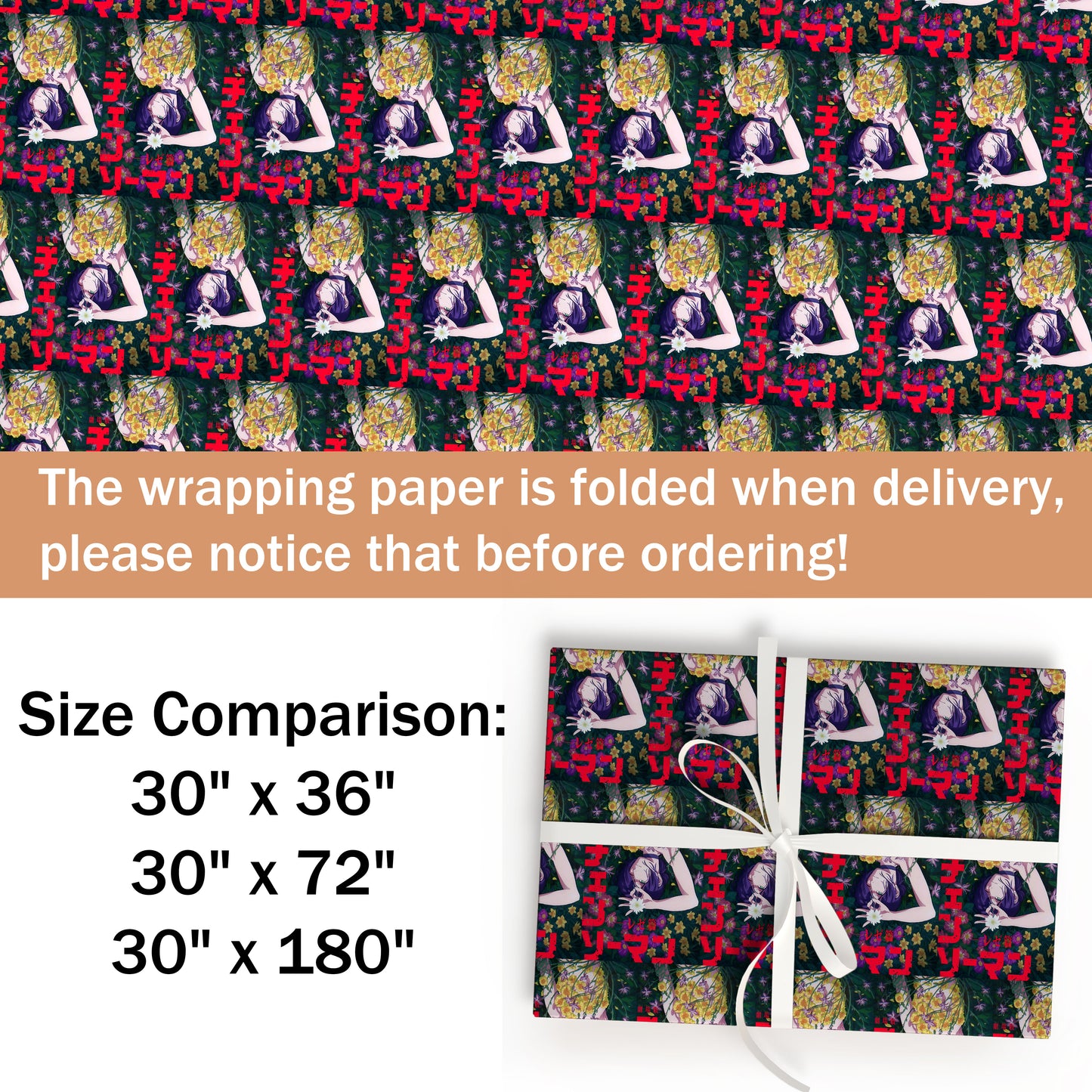 Chainsaw Man Xmas Gift Wrap with Holiday