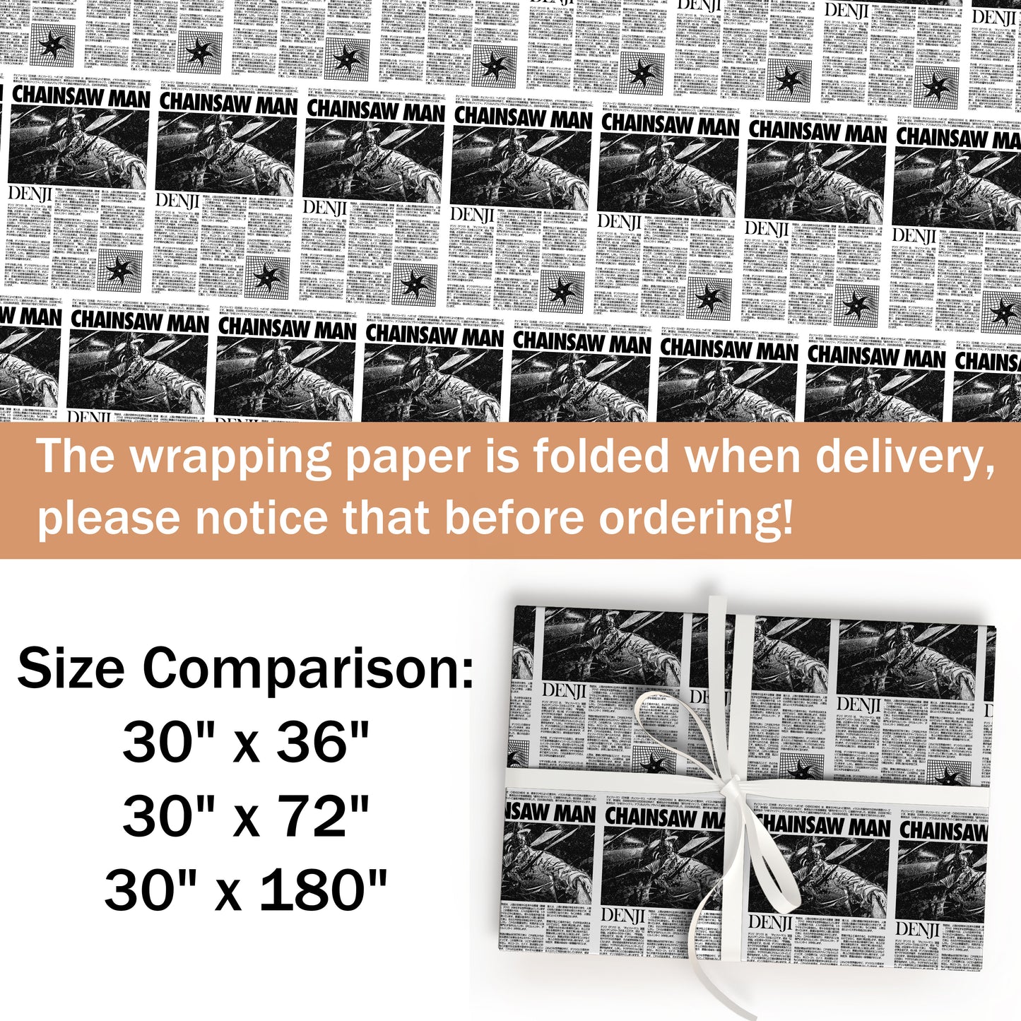 Chainsaw Man Xmas Holiday Gift Wrap