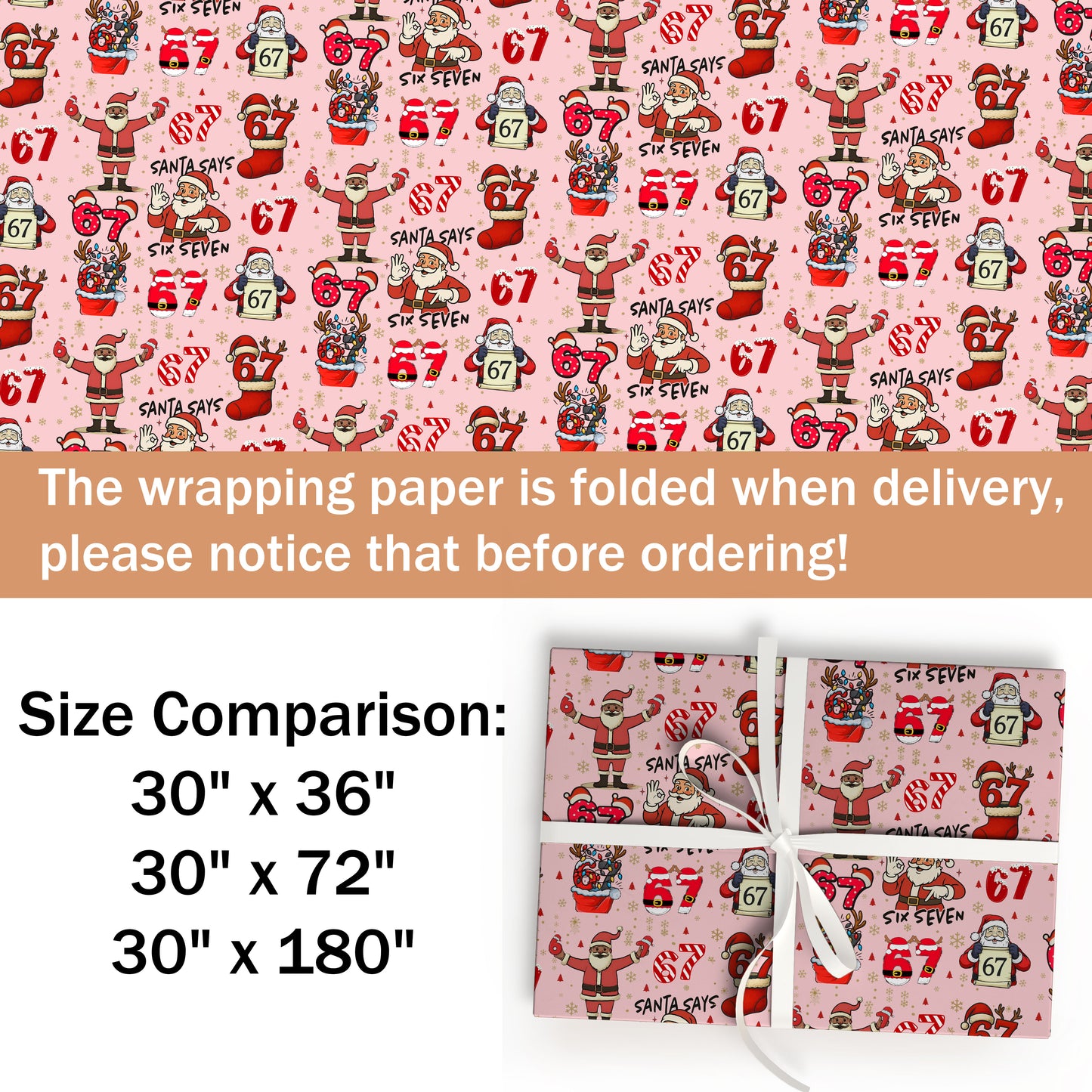 Six Seven Santa Clause Wrapping Paper