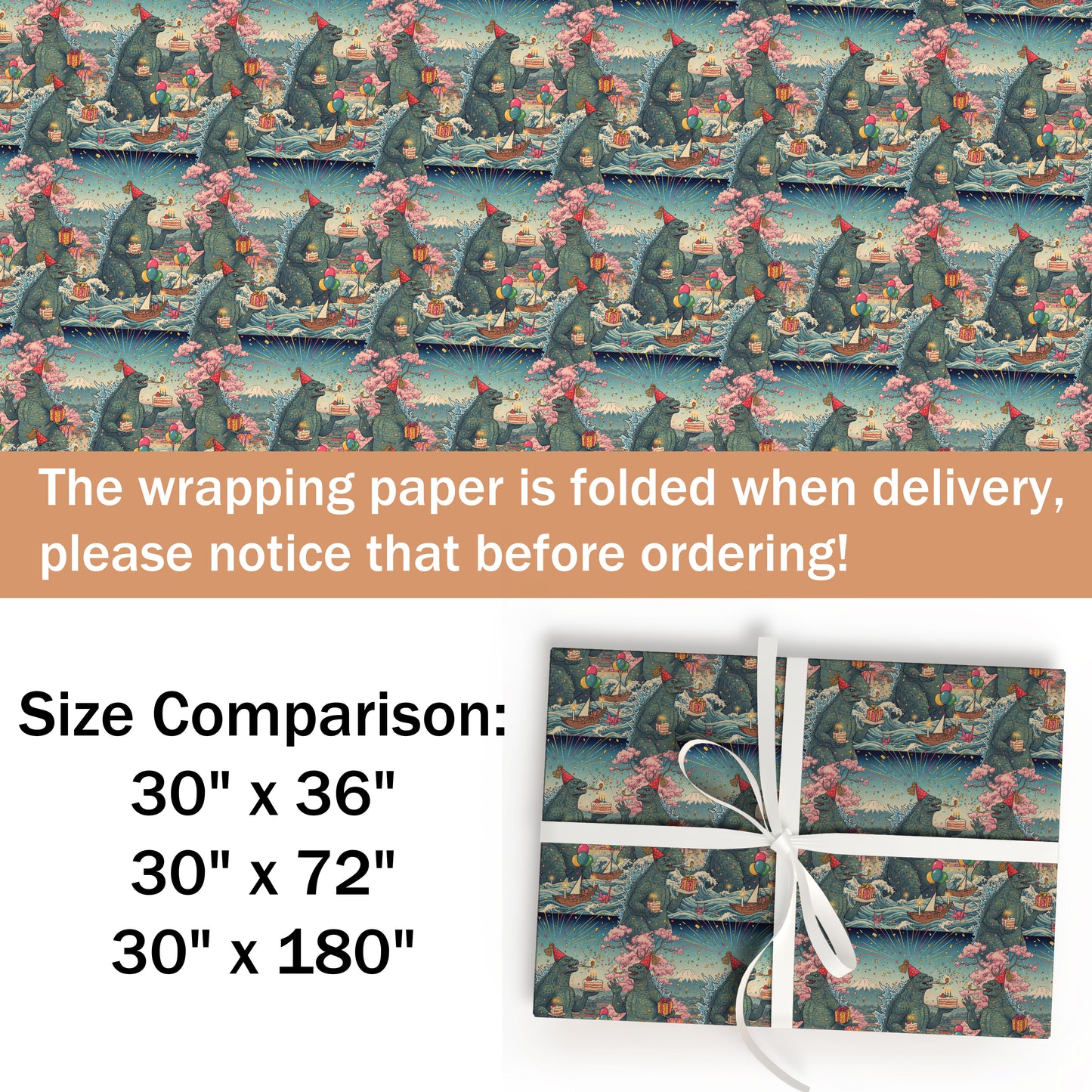 Godzilla Birthday Wrapping Paper