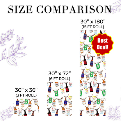 Reindeer Beer Wrapping Paper Funny Christmas Gift Wrap