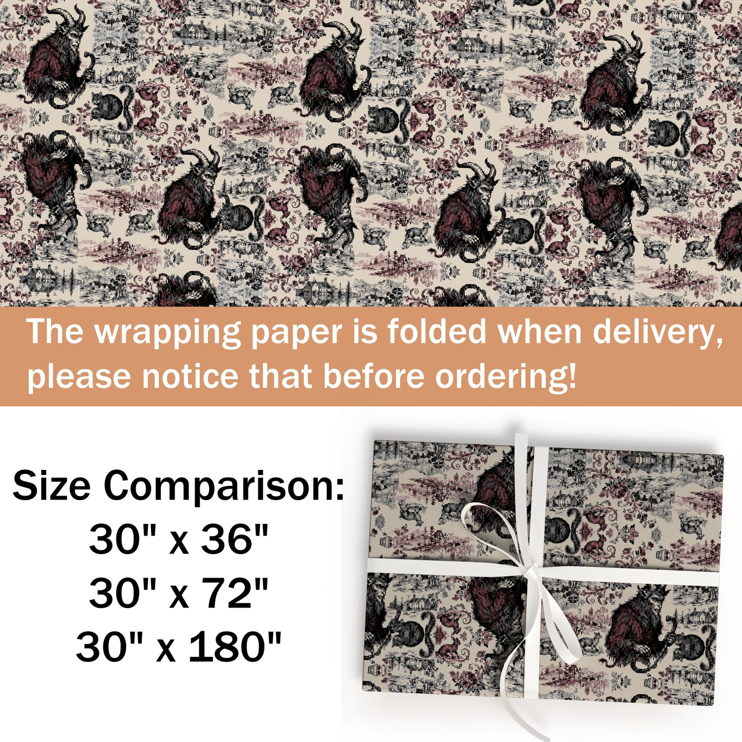 Gothic Cat Christmas Wrapping Paper