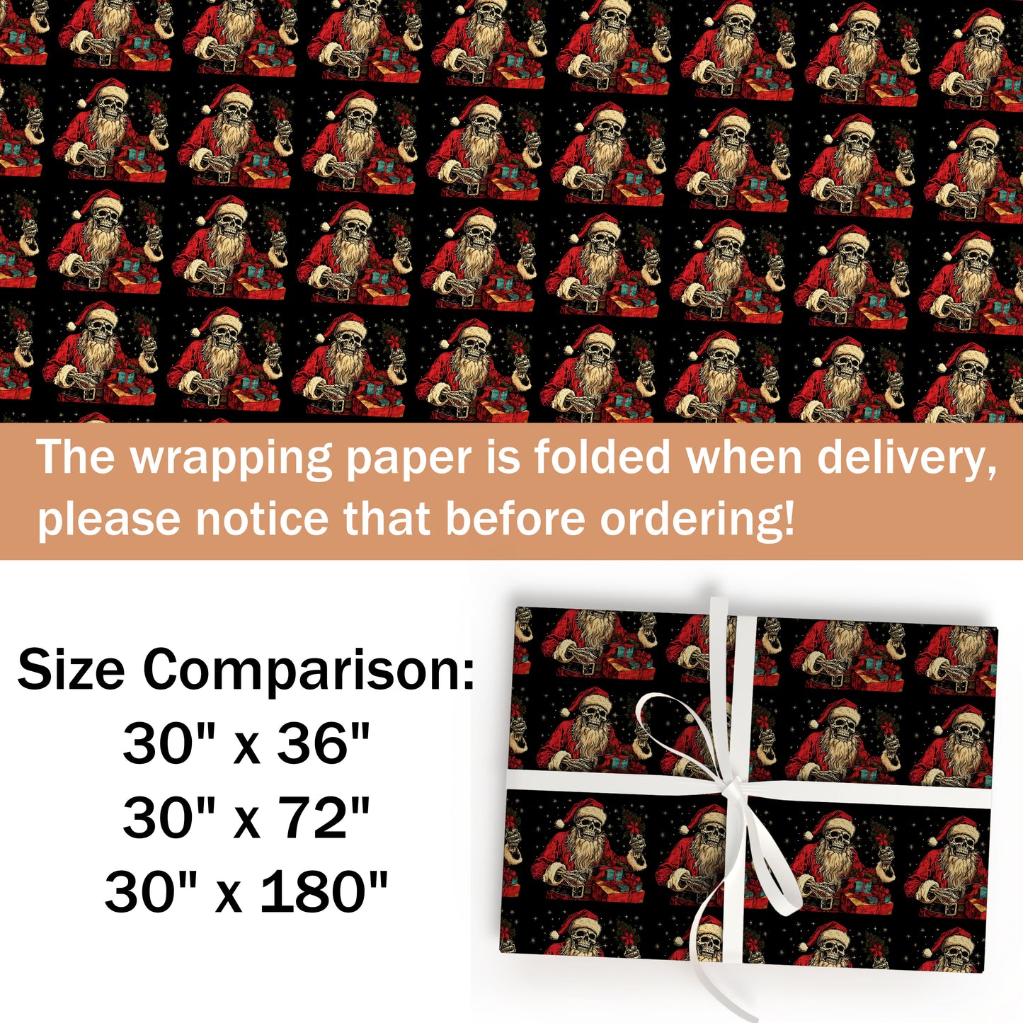 Gothic Skeleton Santa Christmas Wrapping Paper