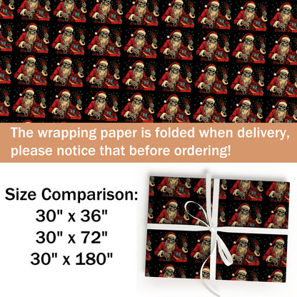 Gothic Skeleton Santa Christmas Wrapping Paper
