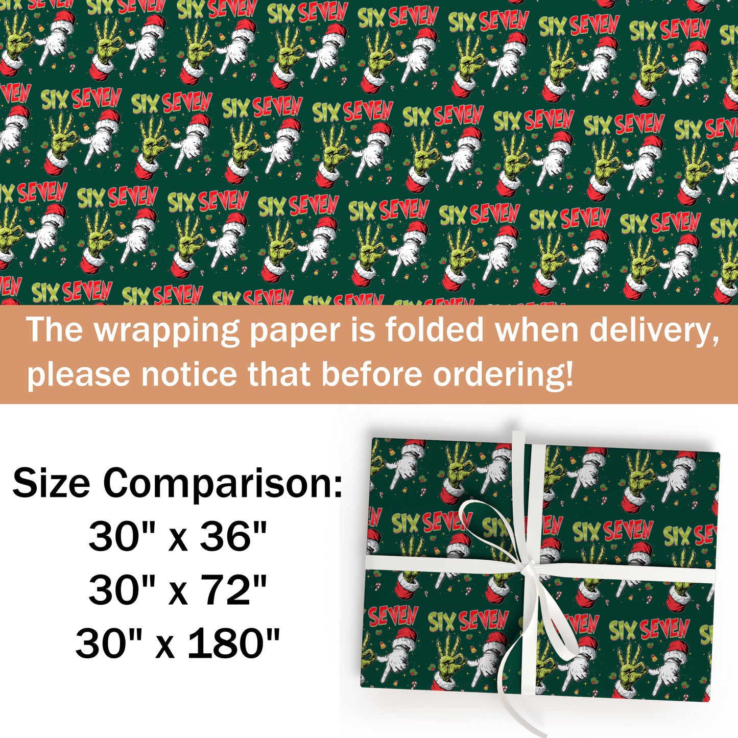 Viral 67 Grinch Hand Six Seven Wrapping Paper