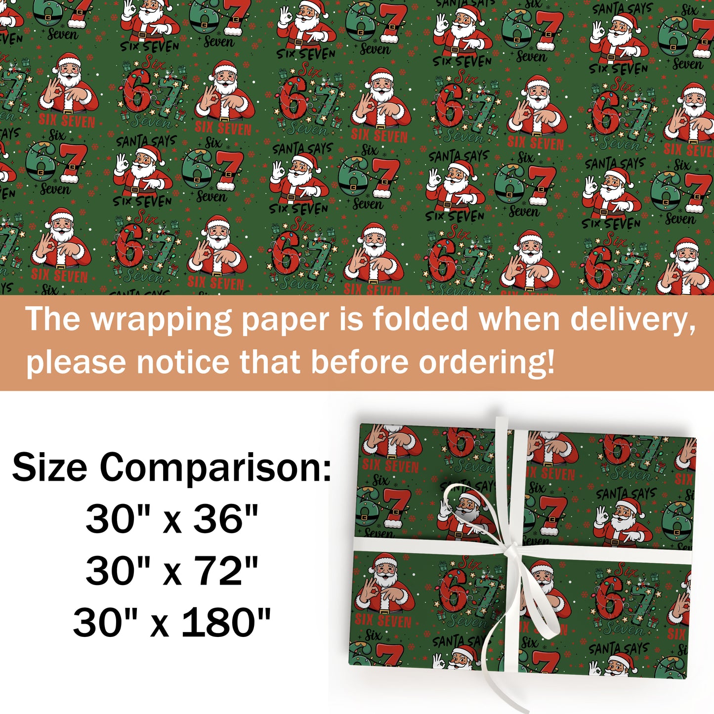 6 7 Santa Clause Xmas Wrapping Paper