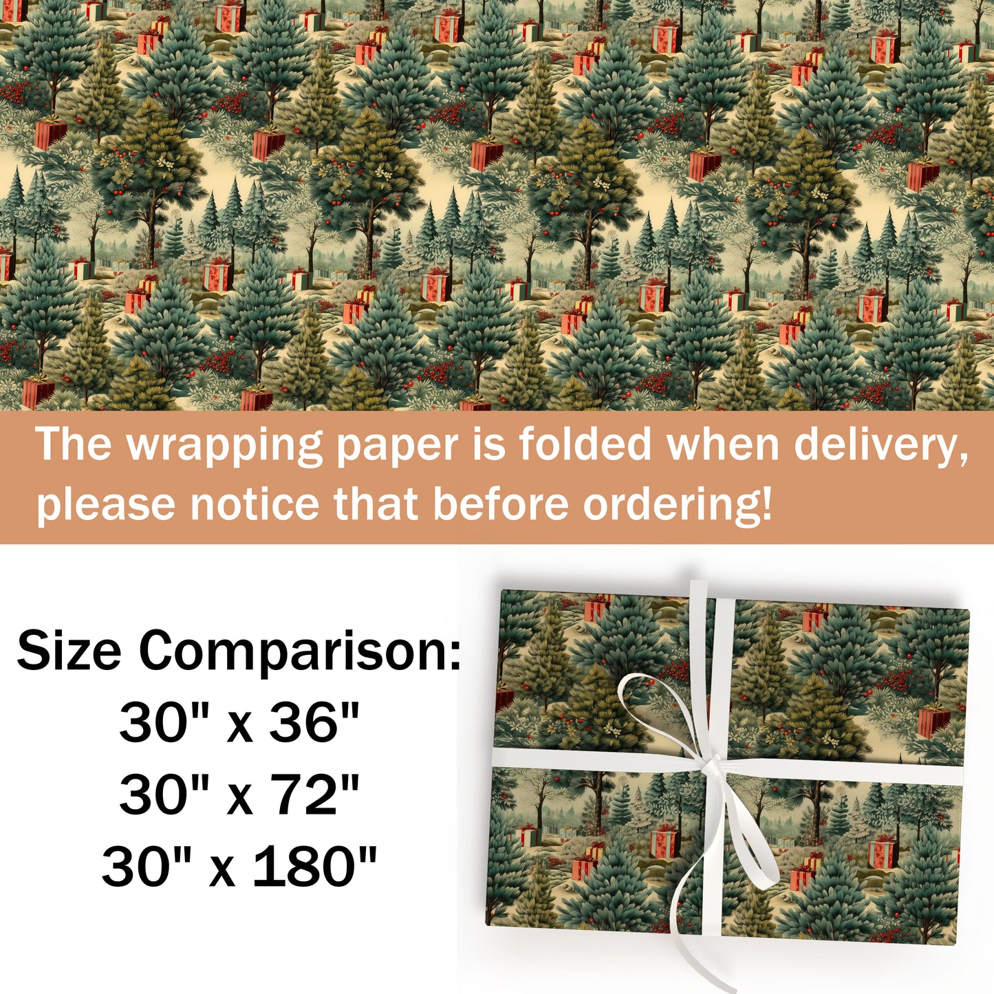 Vintage Christmas Tree Wrapping Paper