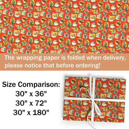 Vintage Santa Snowman Wrapping Paper