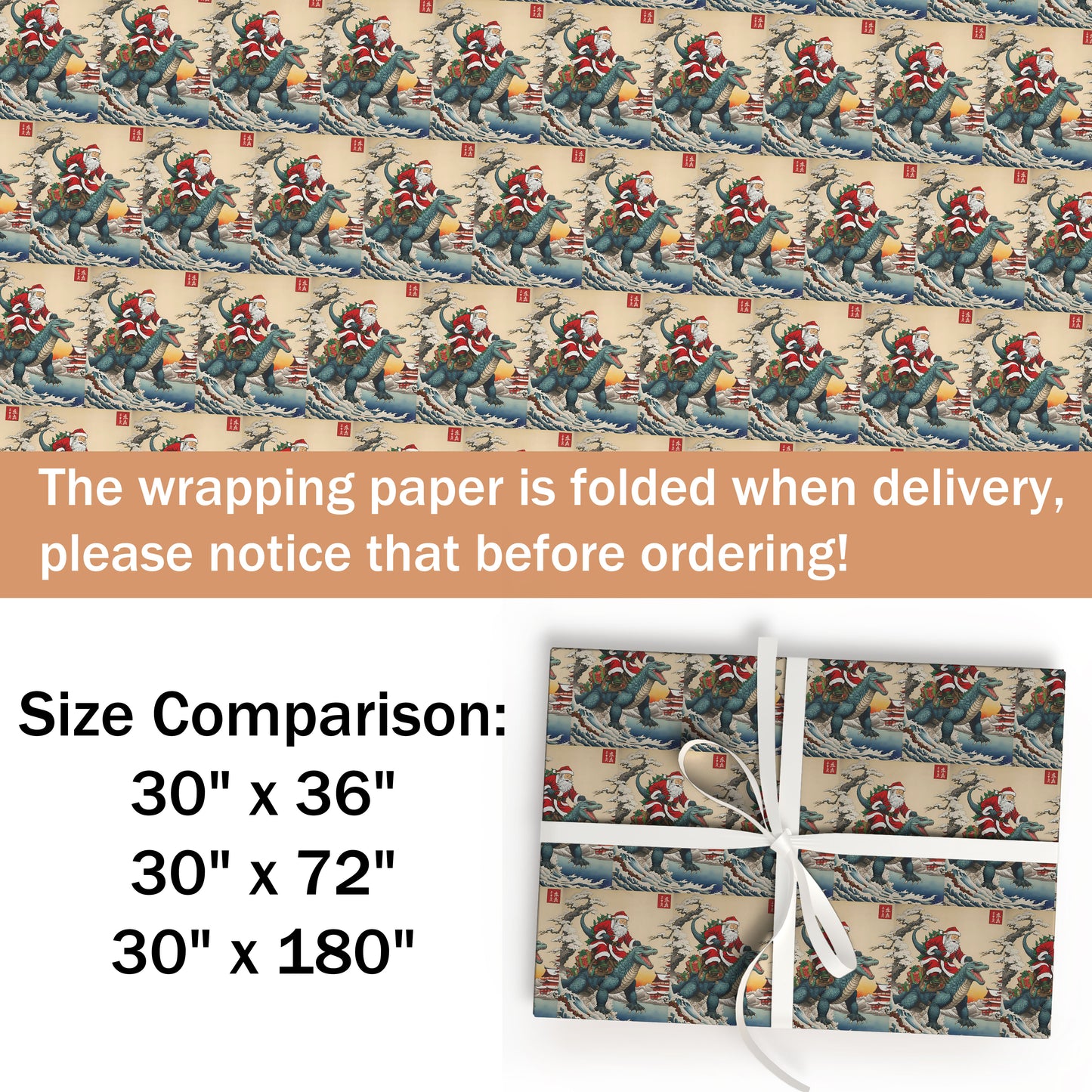 Godzilla Santa Wrapping Paper