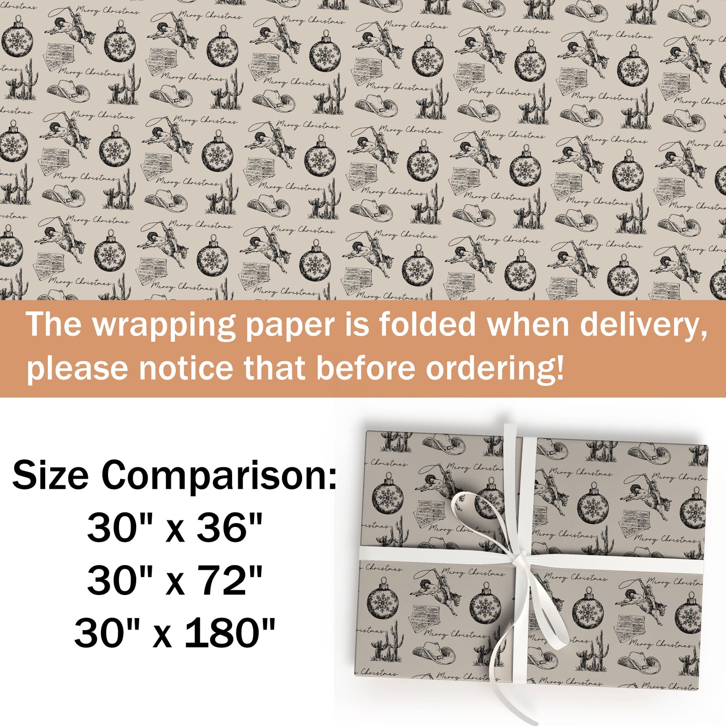 Cowboy Wild West Christmas Wrapping Paper