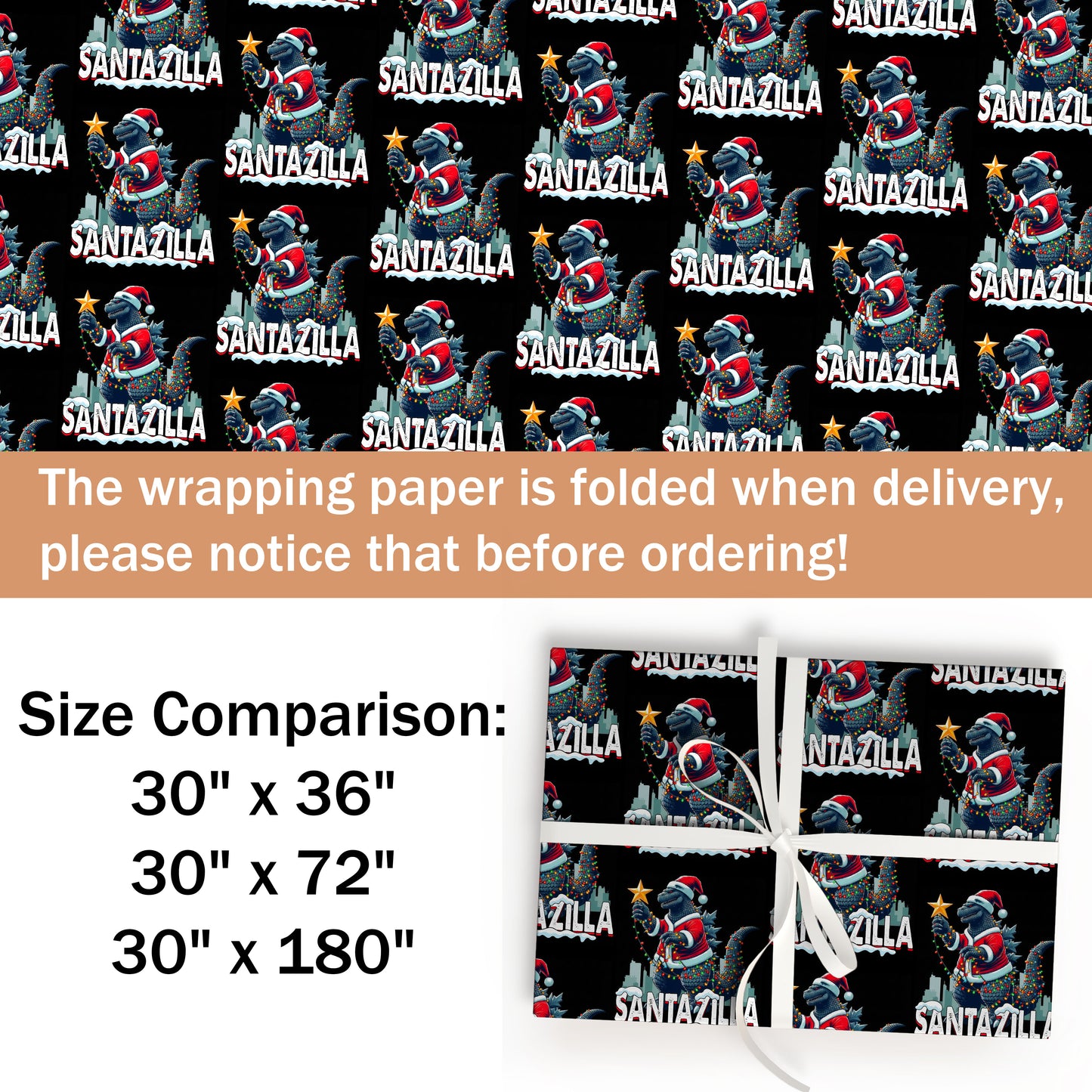 Godzilla Christmas Wrapping Paper Christmas Gift